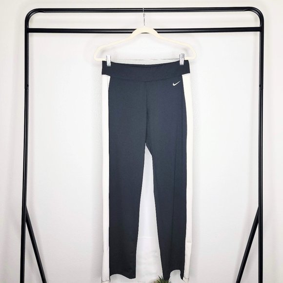 Nike Pants - Nike Women's Black w/ White Stripe Stretchy Athletic Track Pants